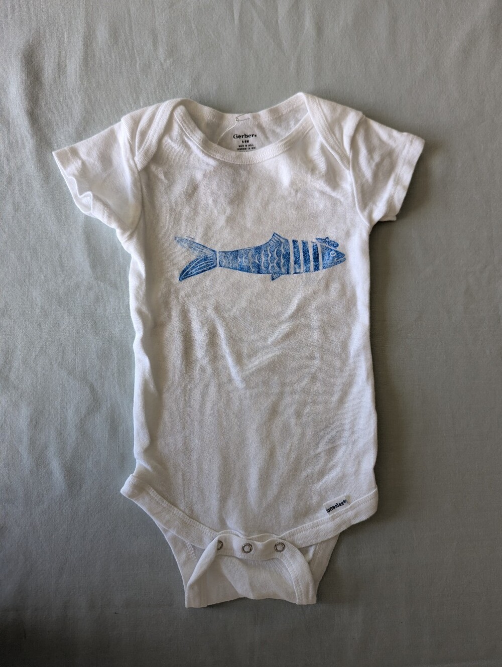 Sardine With Beret Onesie Block Printed